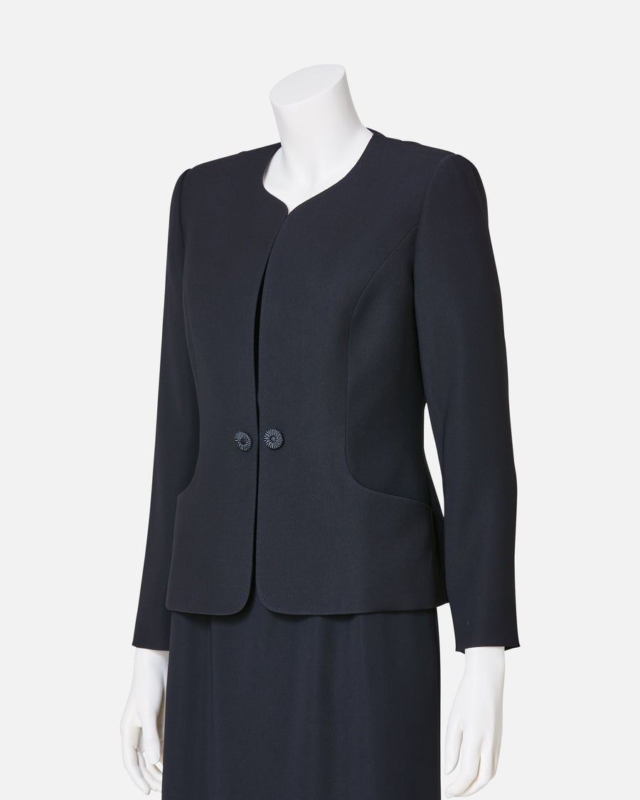 ノーカラーブラックジャケット / Collarless Black Jacket