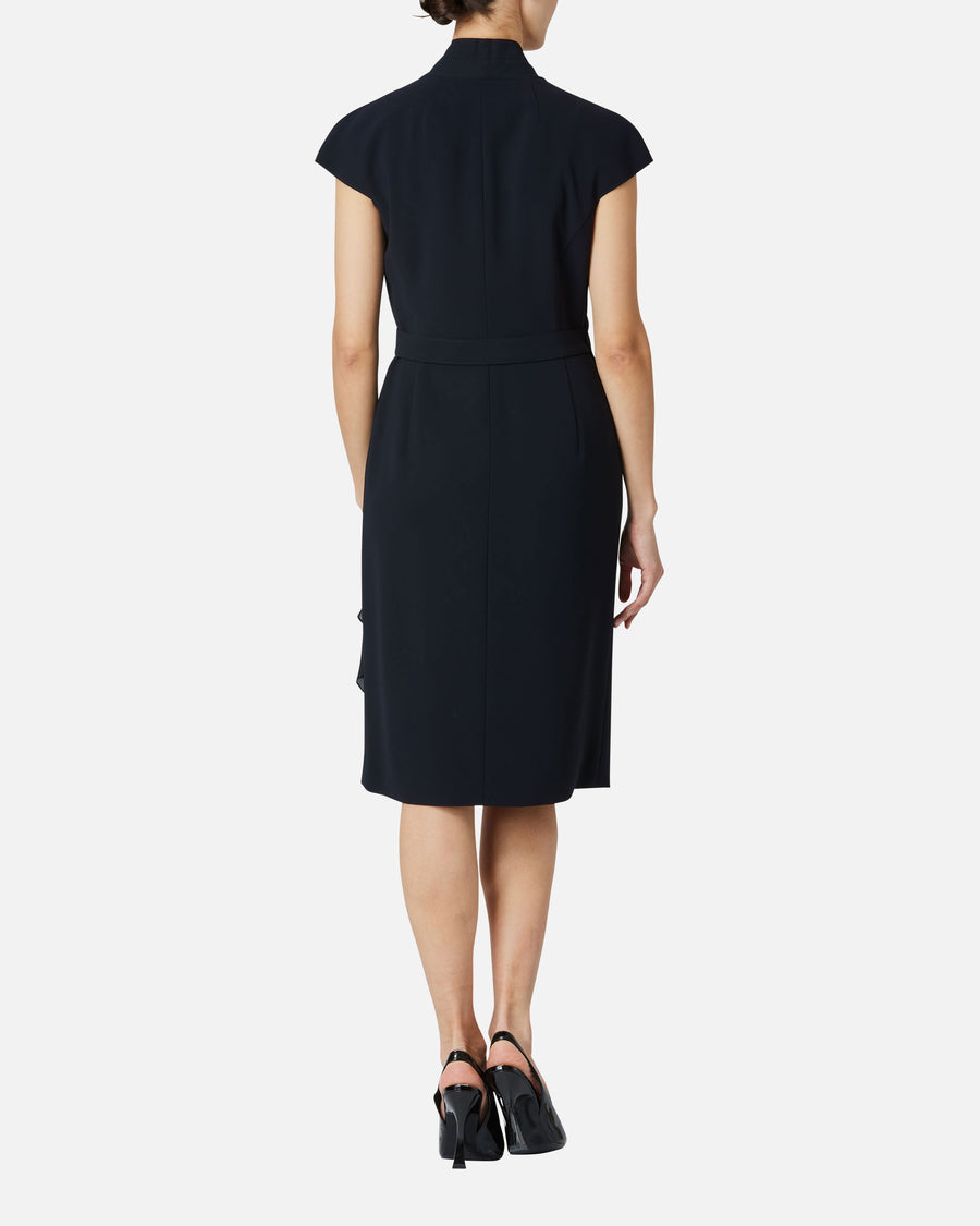 シフォン付カシュクールワンピース / Cache-Coeur Dress with Drape Chiffon Collar