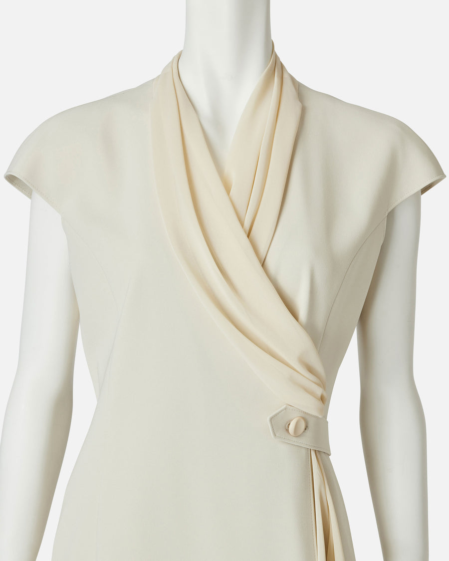 シフォン付カシュクールワンピース / Cache-Coeur Dress with Drape Chiffon Collar