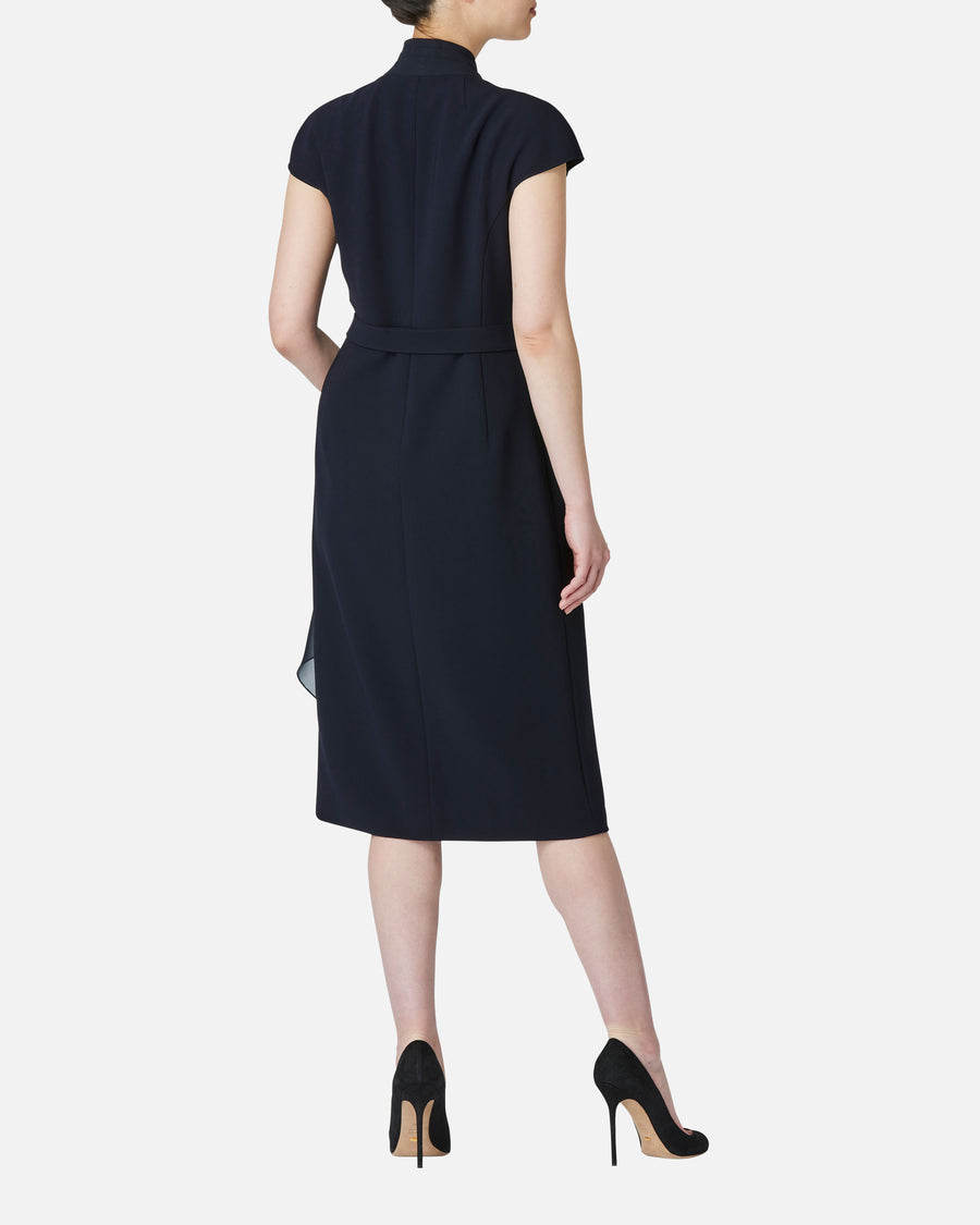 シフォン付カシュクールワンピース / Cache-Coeur Dress with Drape Chiffon Collar