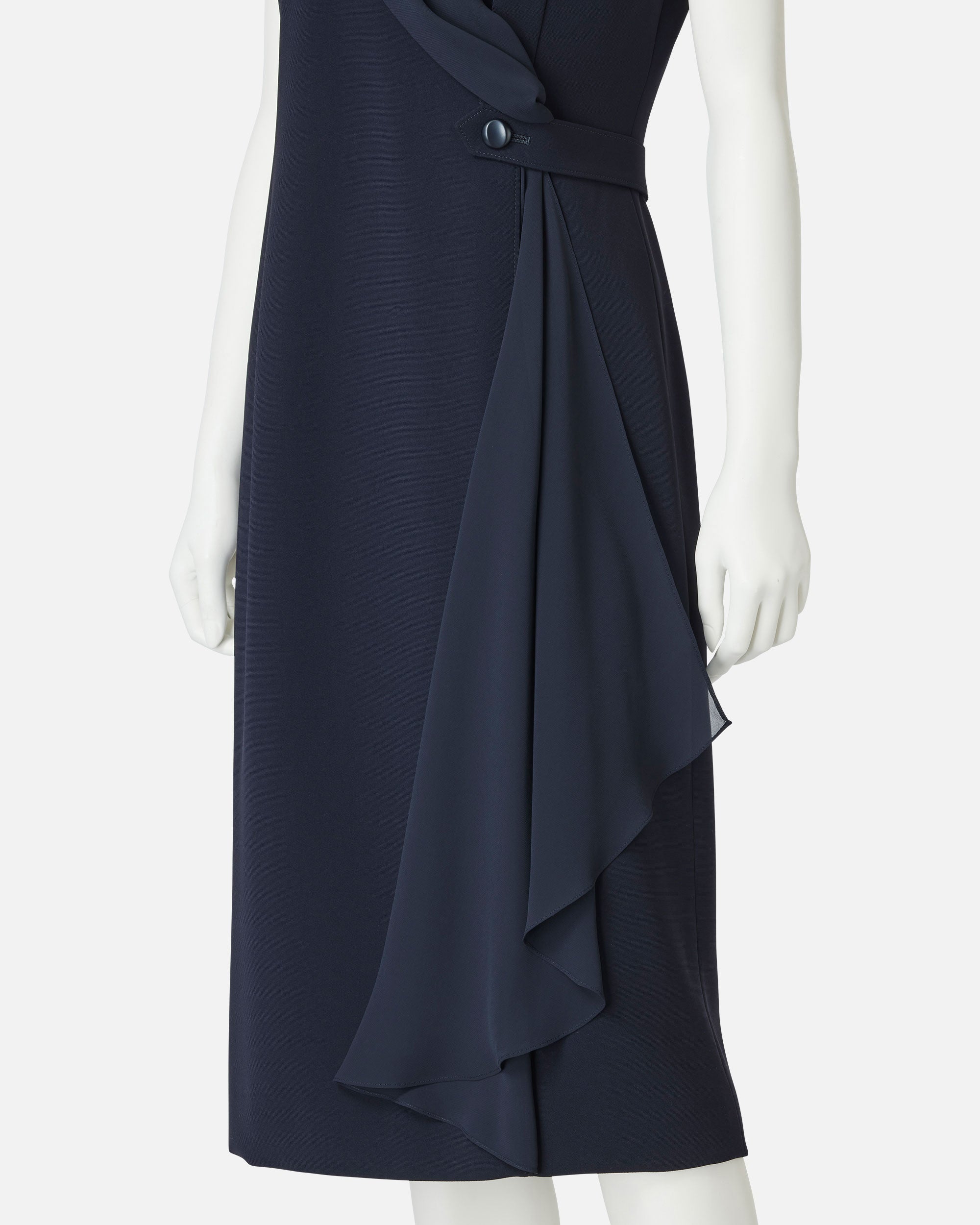 シフォン付カシュクールワンピース / Cache-Coeur Dress with Drape Chiffon Collar