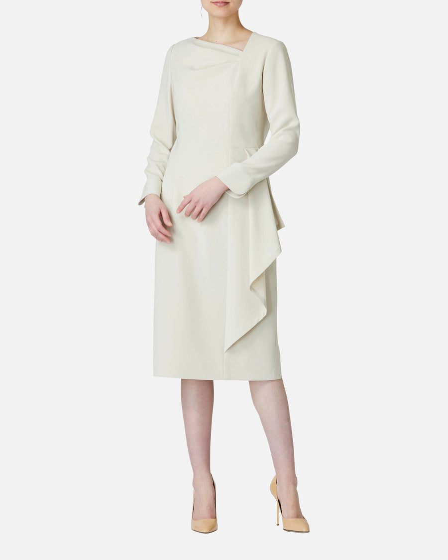 トリアセテートポリエステルドレープワンピース / Triacetate Polyester Blended Draped Dress