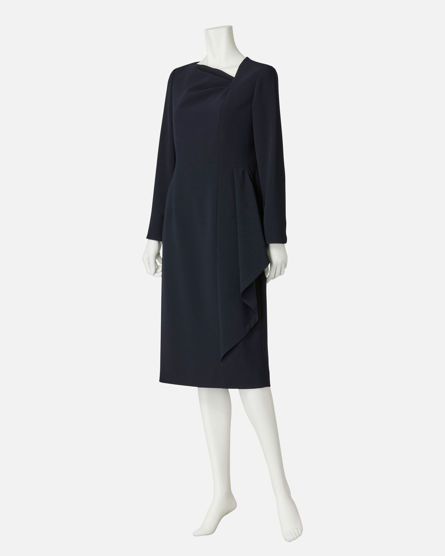 トリアセテートポリエステルドレープワンピース / Triacetate Polyester Blended Draped Dress