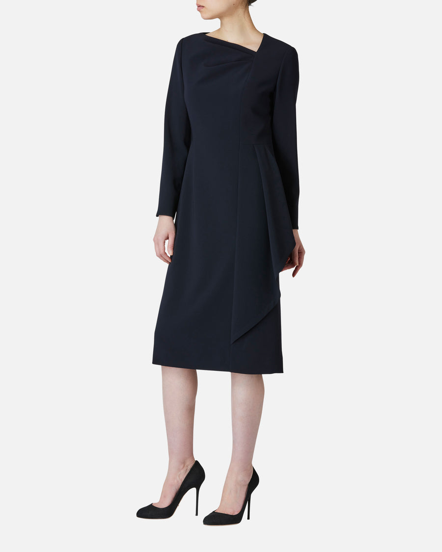 トリアセテートポリエステルドレープワンピース / Triacetate Polyester Blended Draped Dress