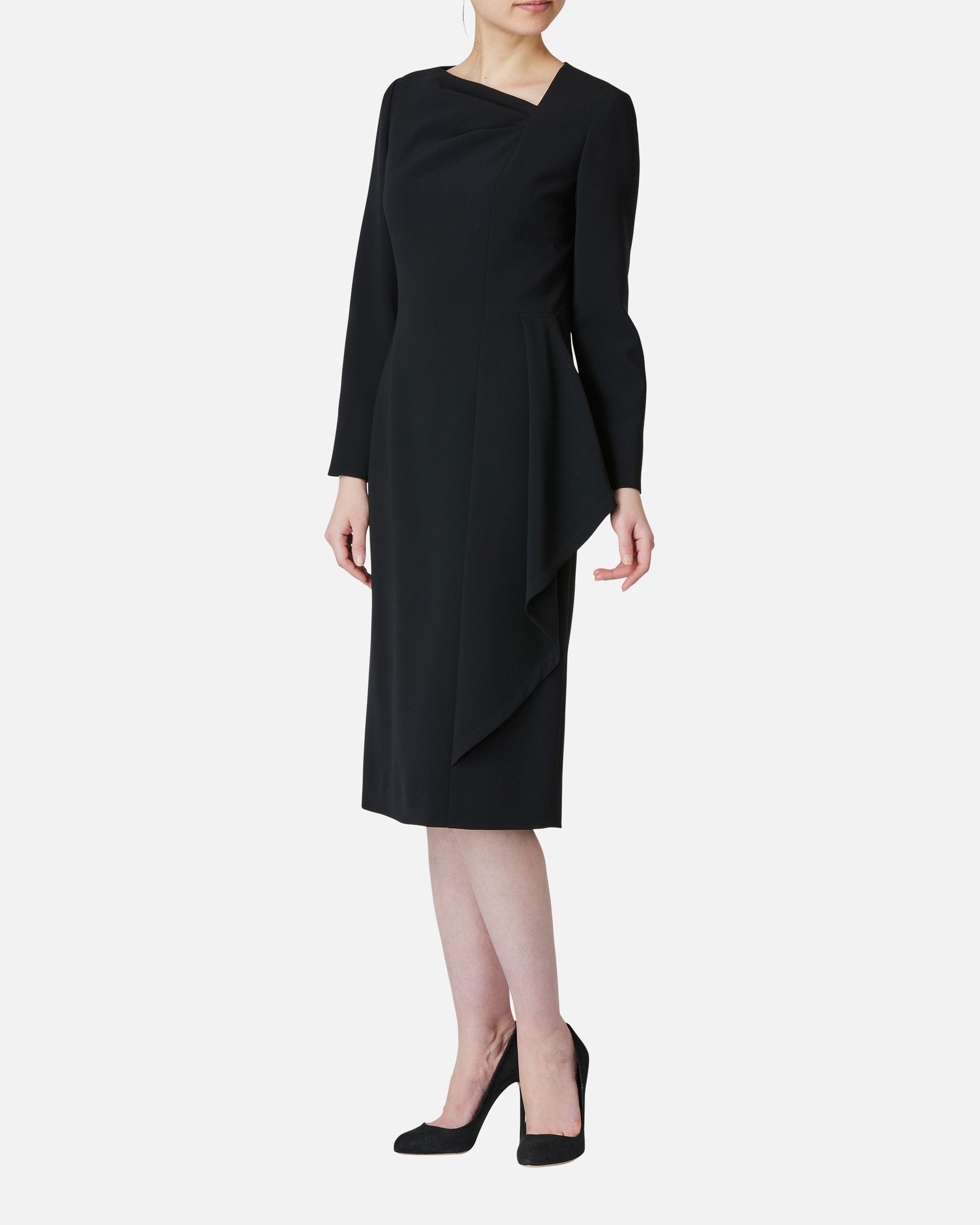 トリアセテートポリエステルドレープワンピース / Triacetate Polyester Blended Draped Dress